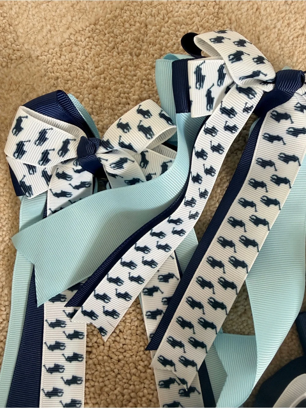 Equestrian riding gloves and 2 sets of Ribbon/ Hair Bows